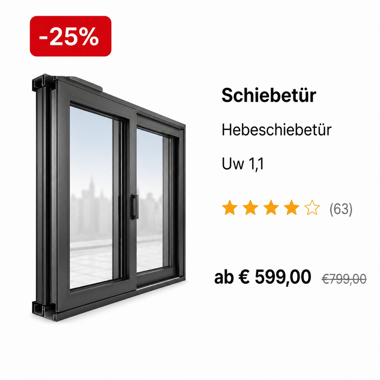 Schiebetür, Uw 1,1, ab 599 Euro